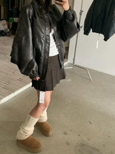 Load image into Gallery viewer, Vintage Oversized Leather Jacket
